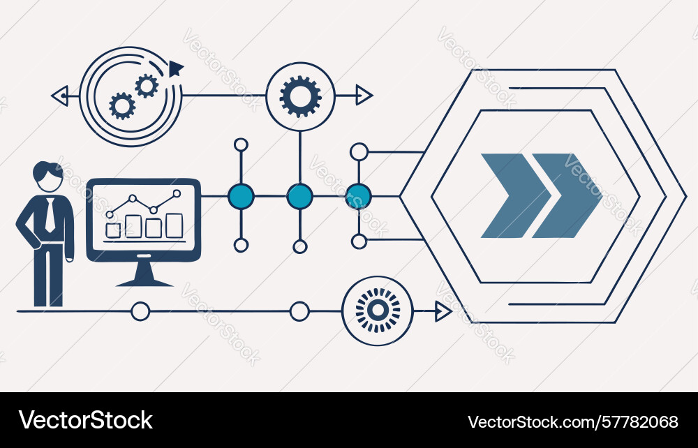 Man with laptop connected to global network vector image
