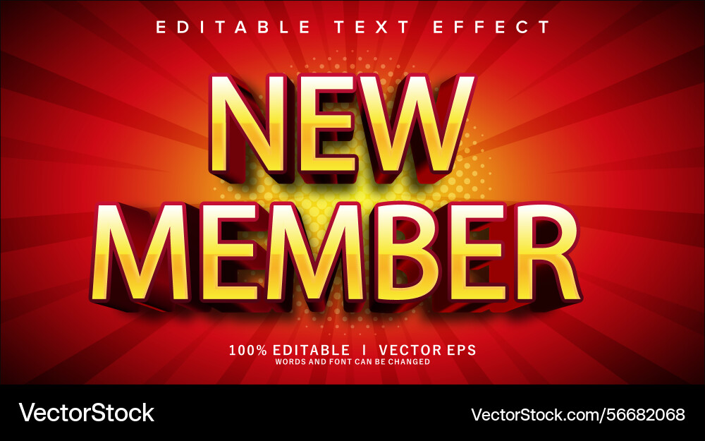 New member 3d text effect with modern style Vector Image