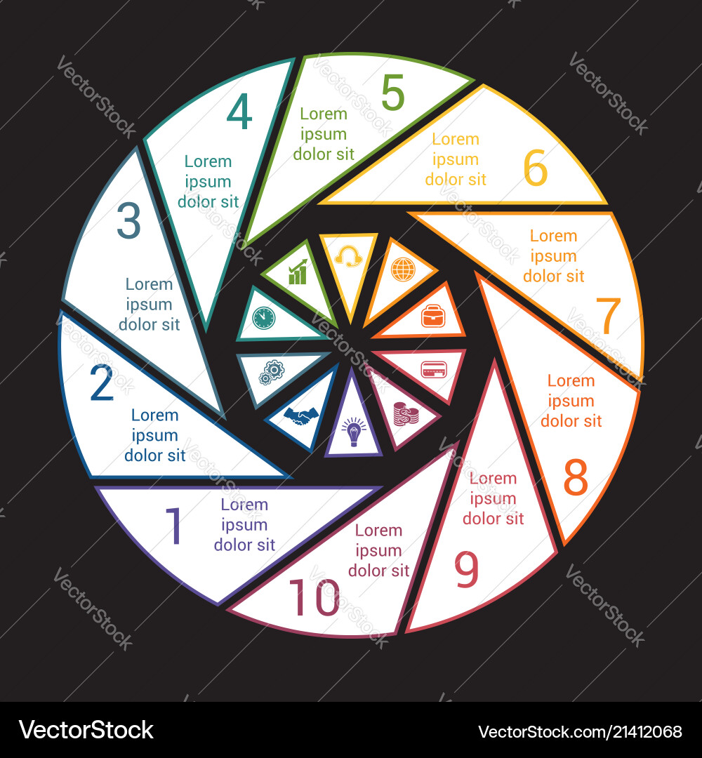 Pie chart with black background from colored Pie chart with black background from colored vector image