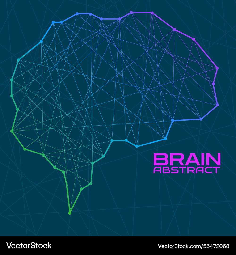 Polygonal abstract brain with connected lines vector image