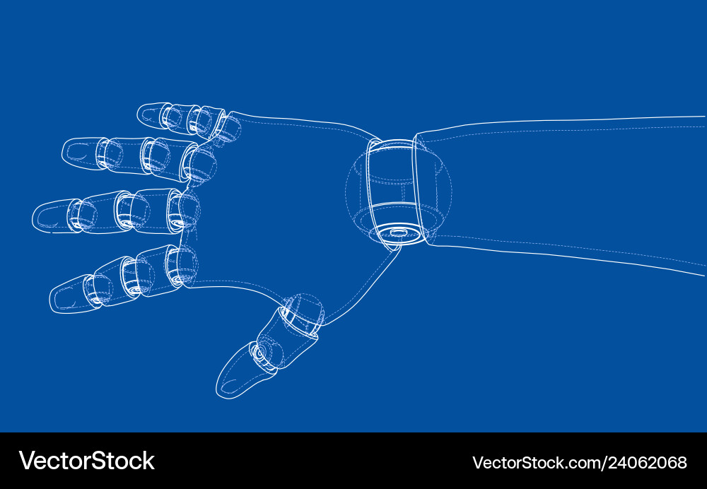 Robot hand outline rendering of 3d Robot hand outline rendering of 3d Vector Image