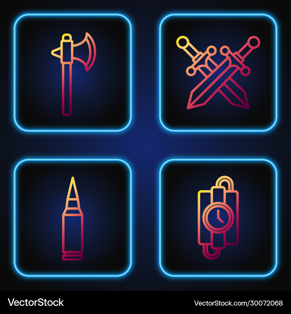 Set line dynamite stick and timer clock bullet Set line dynamite stick and timer clock bullet vector image