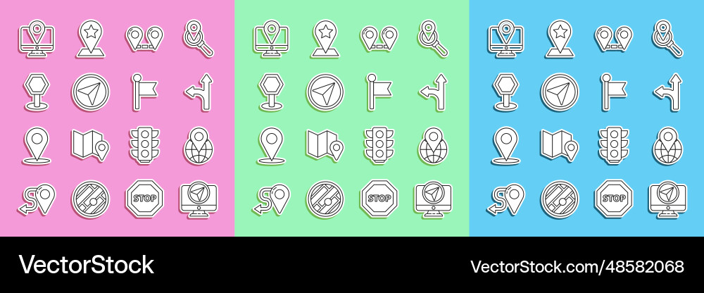 Set line monitor with location marker Set line monitor with location marker vector image