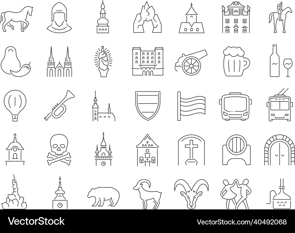 Set of linear icons brno Set of linear icons brno vector image