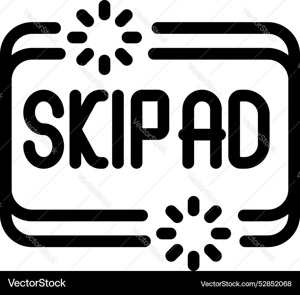 Skip ad button with loading symbol showing Skip ad button with loading symbol showing Vector Image