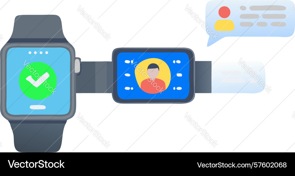 Smartwatch with message and checkmark vector image