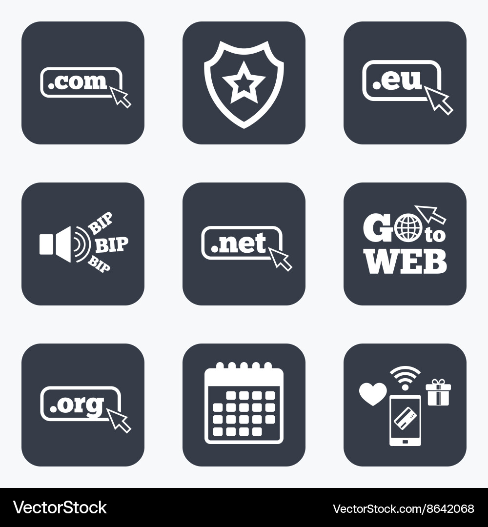 Top-Level-Domains signiert com eu net und org vektorbild