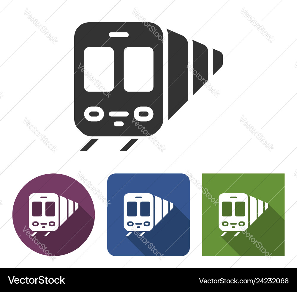Train icon in different variants with long shadow Train icon in different variants with long shadow vector image