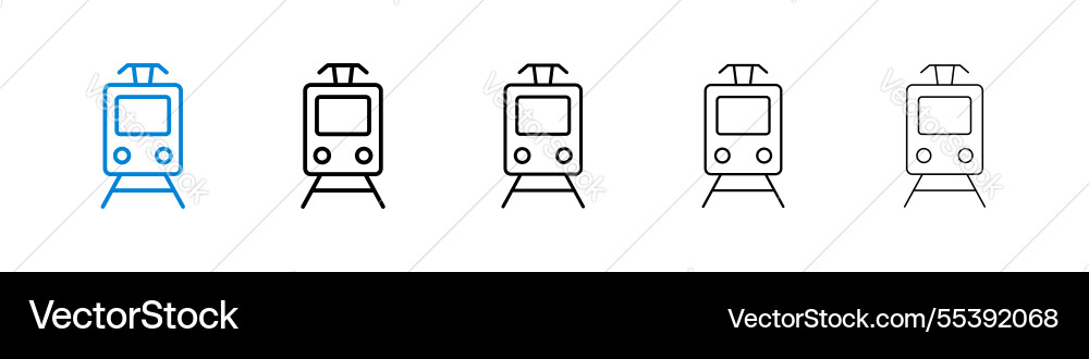 Train icons in five different stroke sizes Vector Image