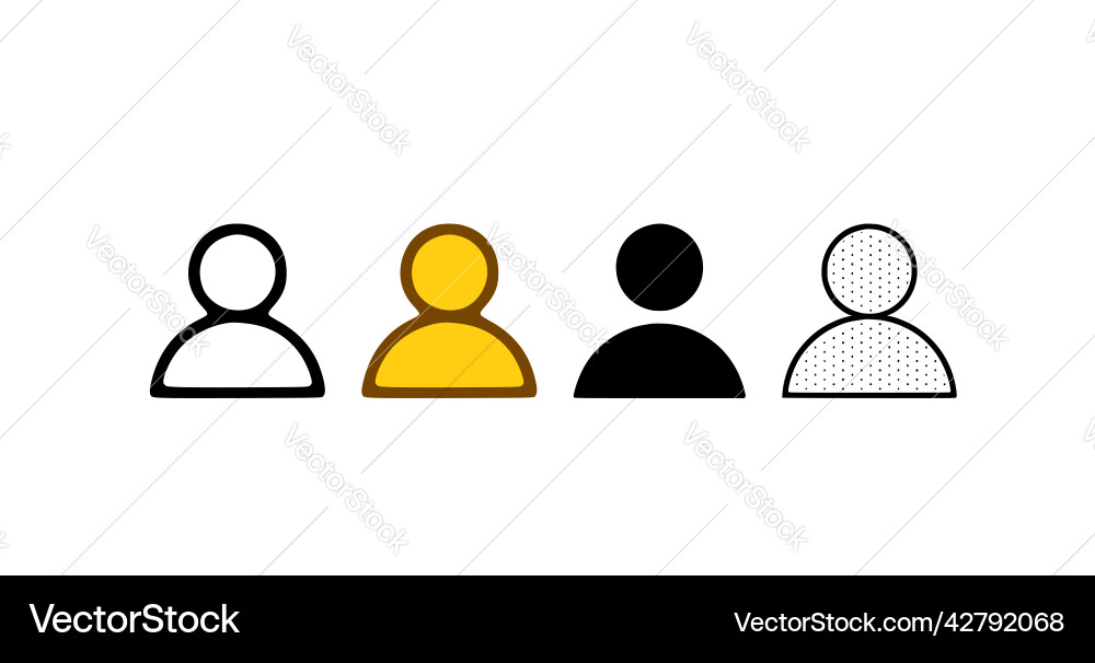 User icon set in different styles person isolated vector image