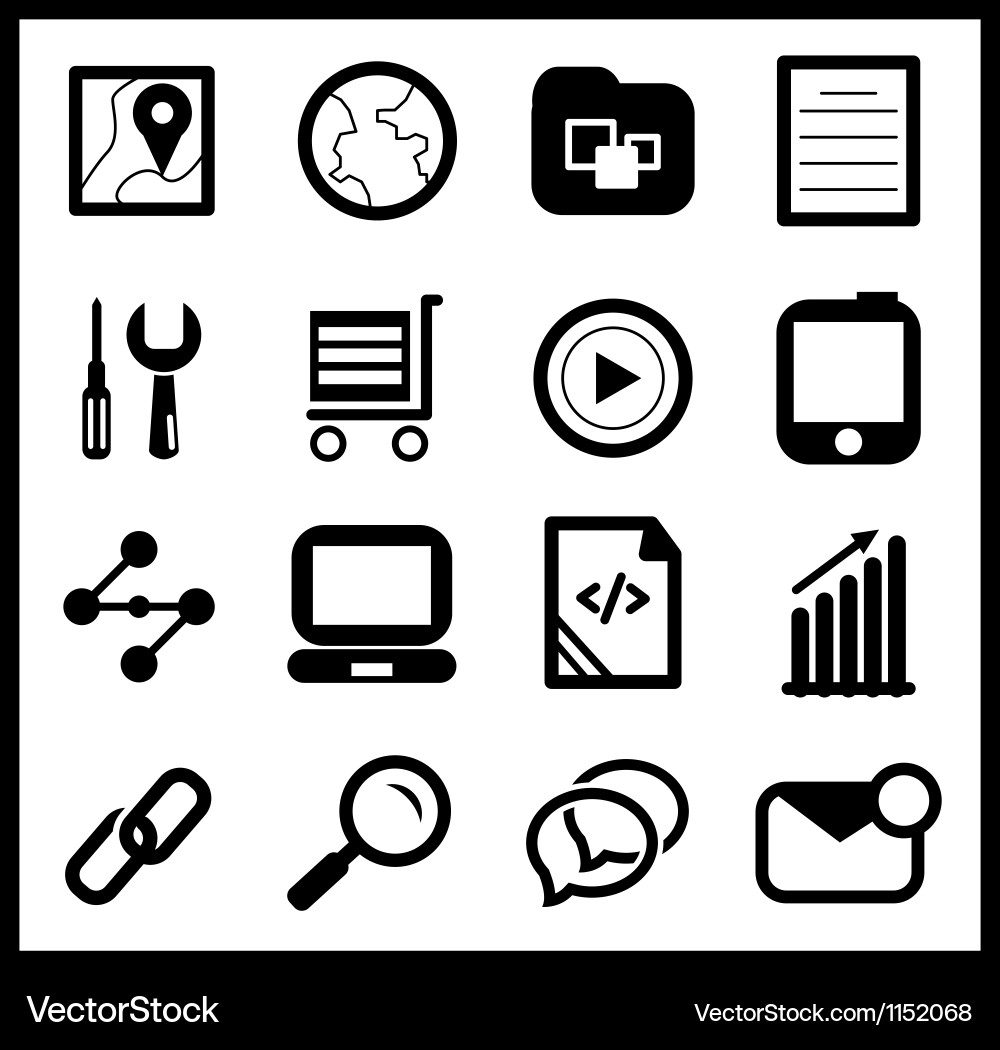 Web Icon Set - Collection of Digital Symbols vector image