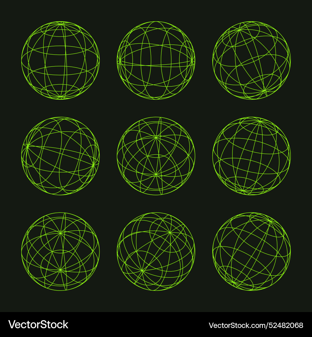 Wireframe shapes lined sphere perspective mesh Wireframe shapes lined sphere perspective mesh vector image
