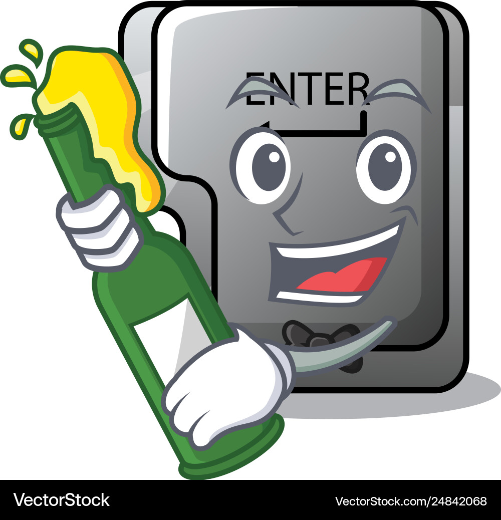 With beer enter button installed on computer vector image