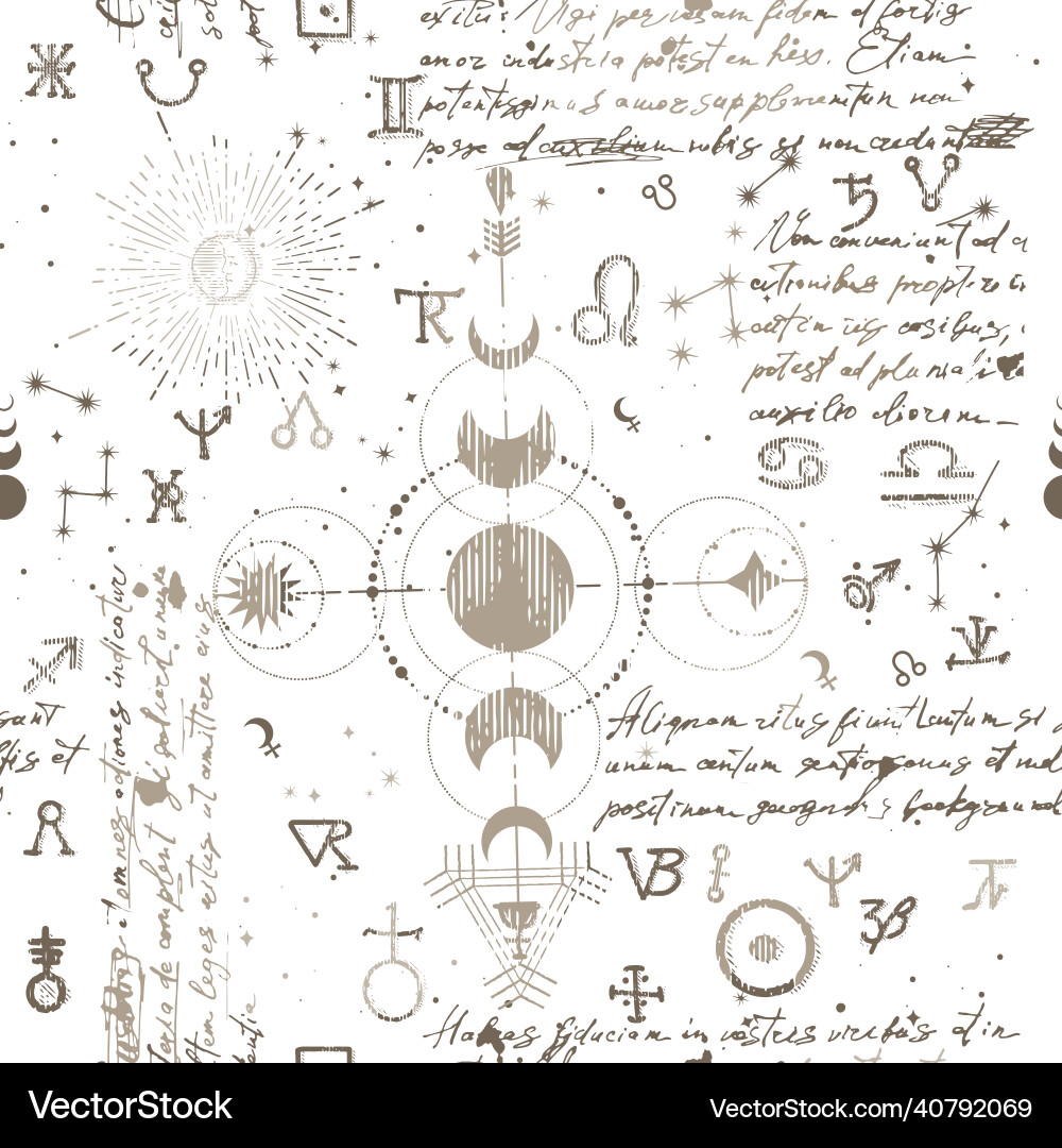 A pattern with an esoteric manuscript A pattern with an esoteric manuscript vector image