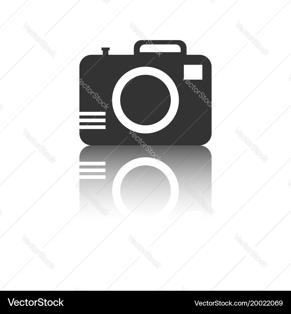 Camera icon with reflection effect on white vector image