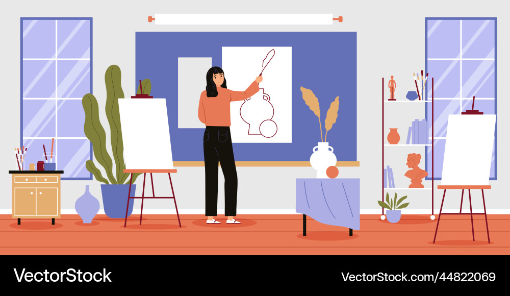 Flat school teacher vector image