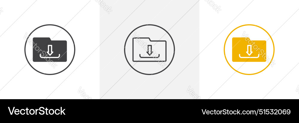 Folder download icon set file button vector image