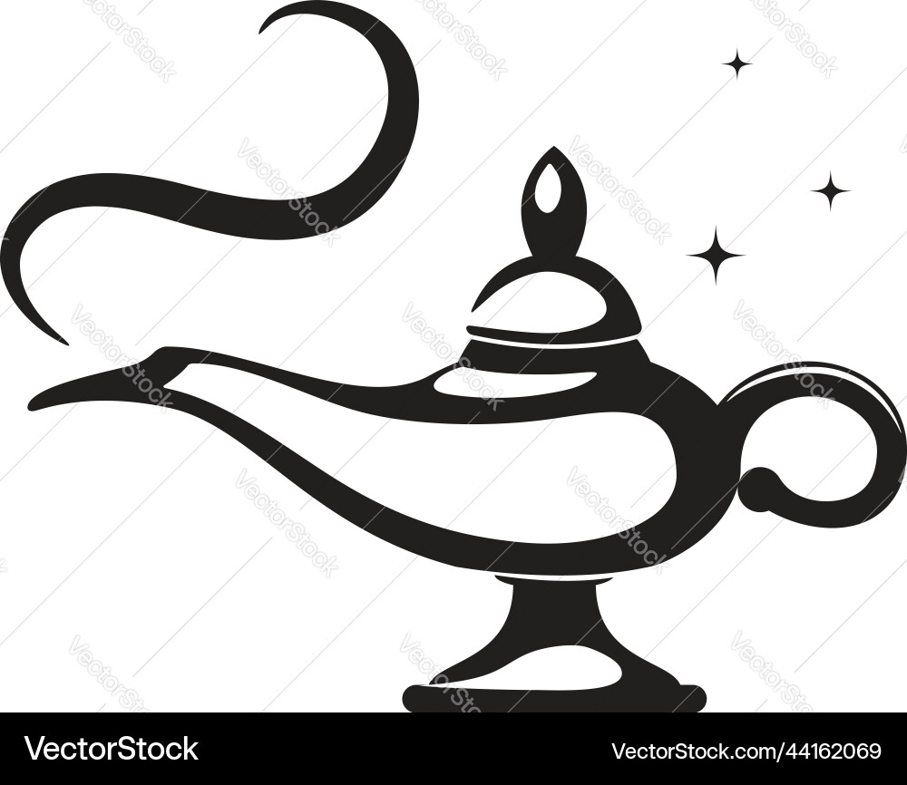 Genie in Aladdin Lamp – Royalty-Free Vector | VectorStock, image size:1000x866