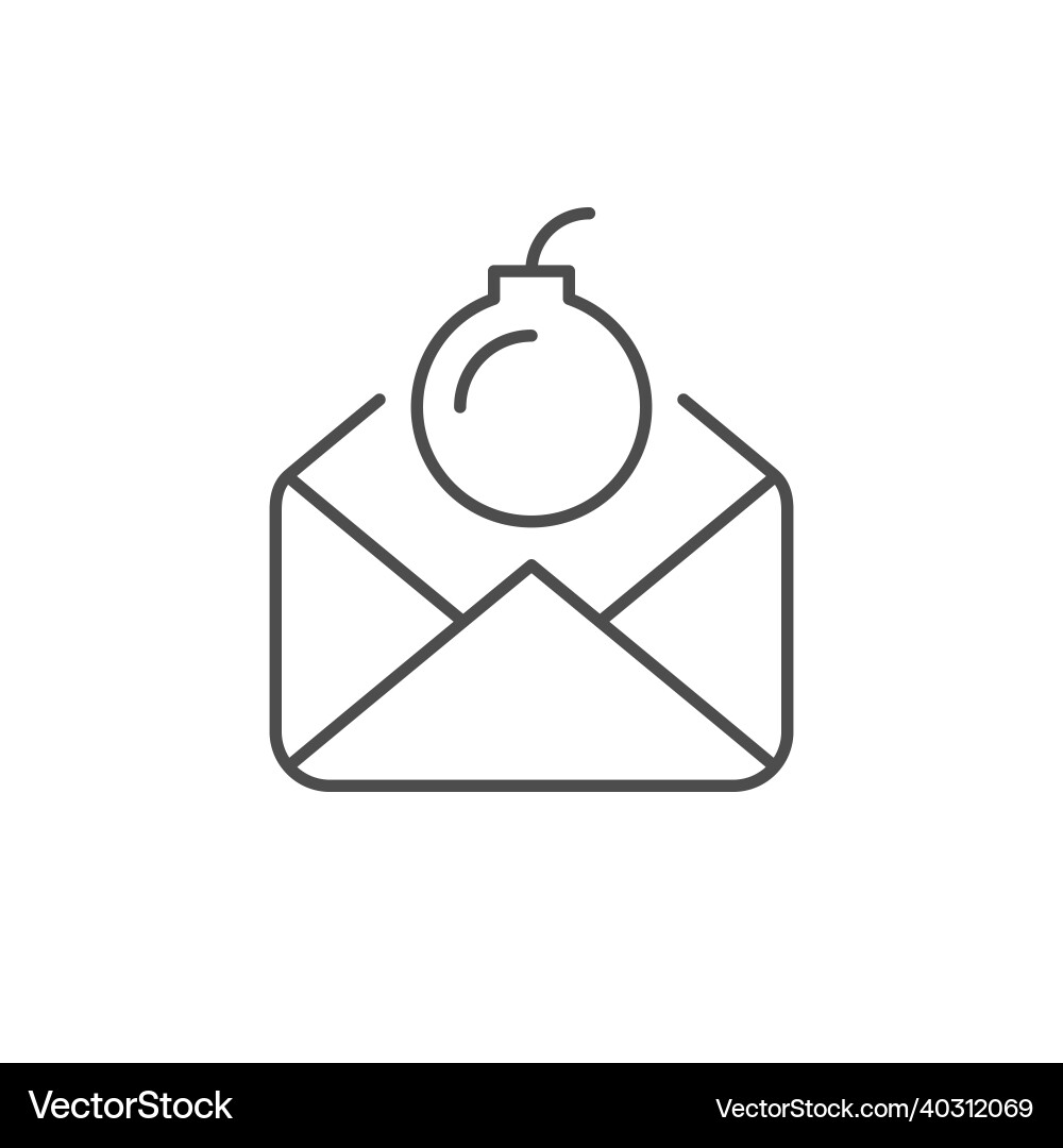 Mail malware line outline icon Mail malware line outline icon vector image