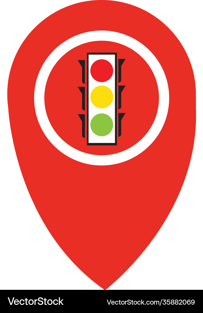 Map pointer traffic light signal - icon Map pointer traffic light signal - icon Vector Image