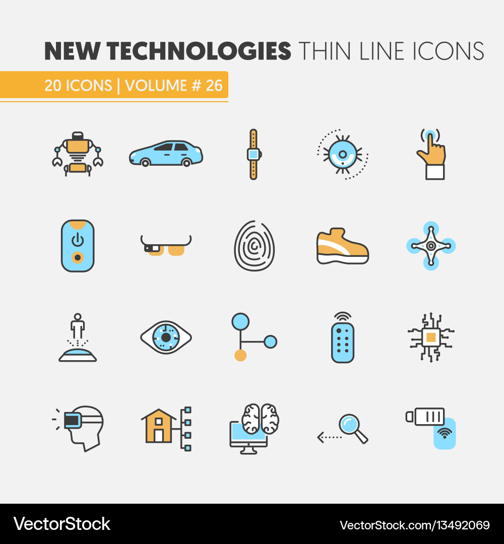 Modern technologies linear thin line icons set Modern technologies linear thin line icons set vector image