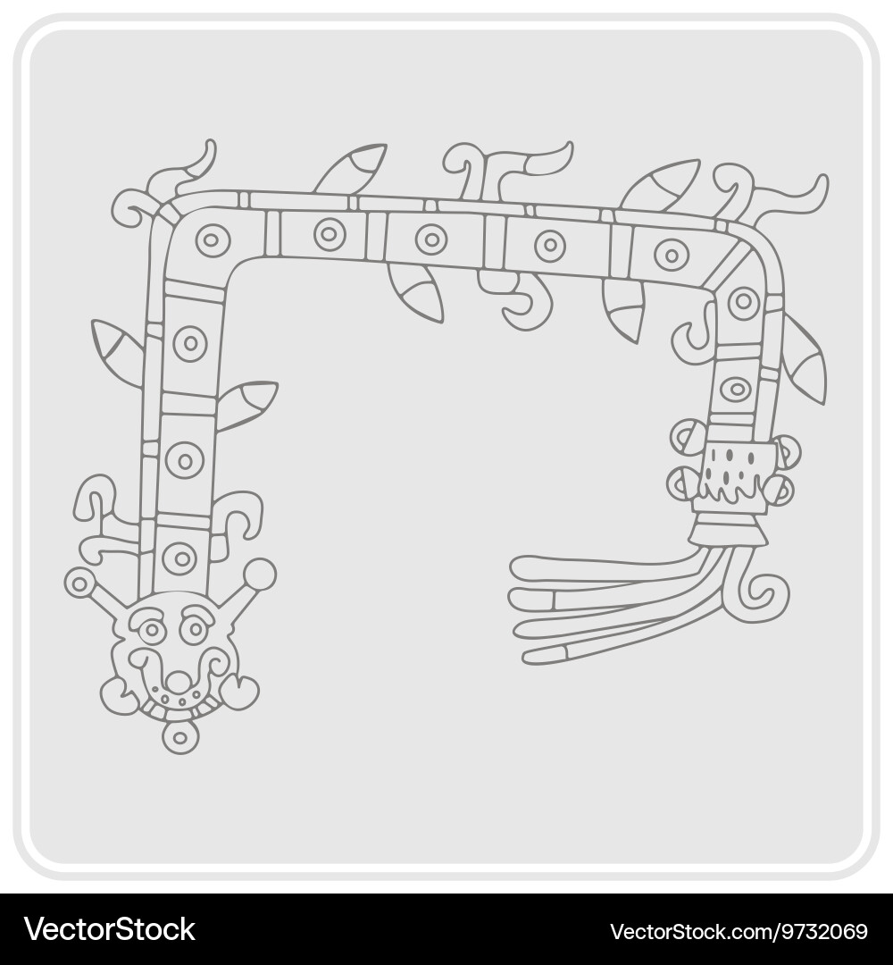 Monochrome icon with symbols from aztec codices Vector Image