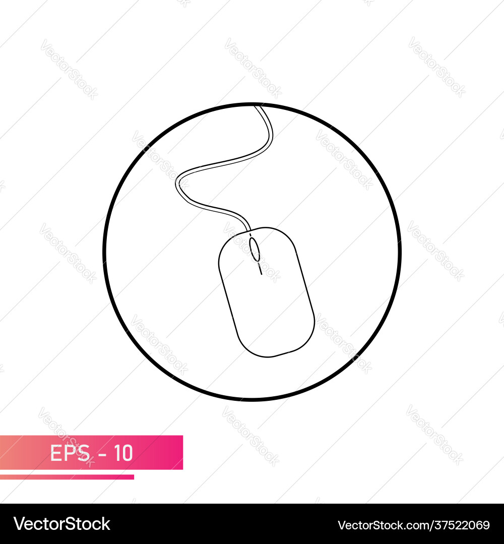 Mouse icon in a circle with wire linear design Mouse icon in a circle with wire linear design vector image
