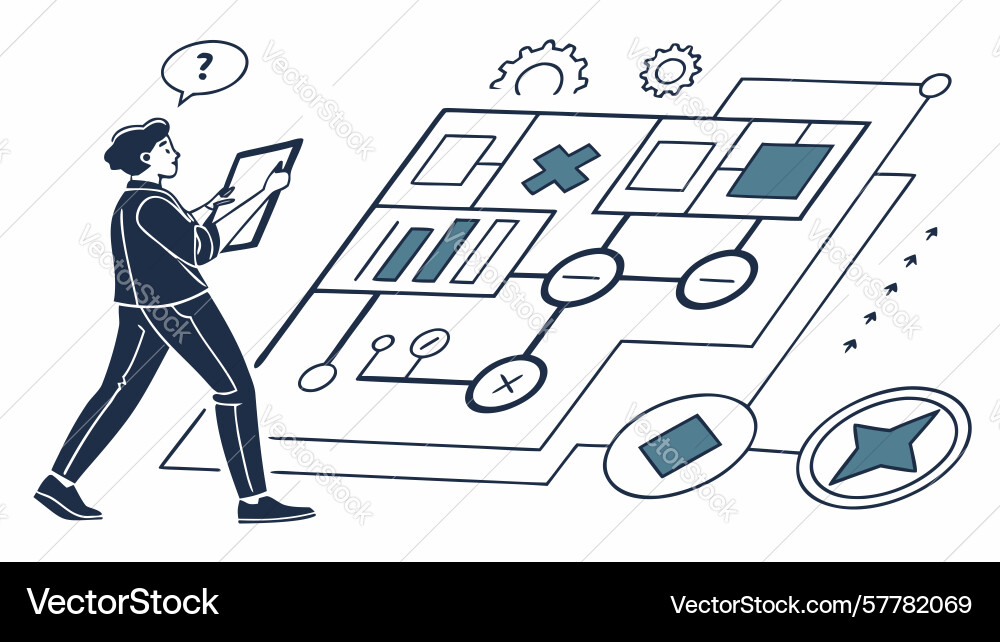 Person interacting with digital interface user Vector Image