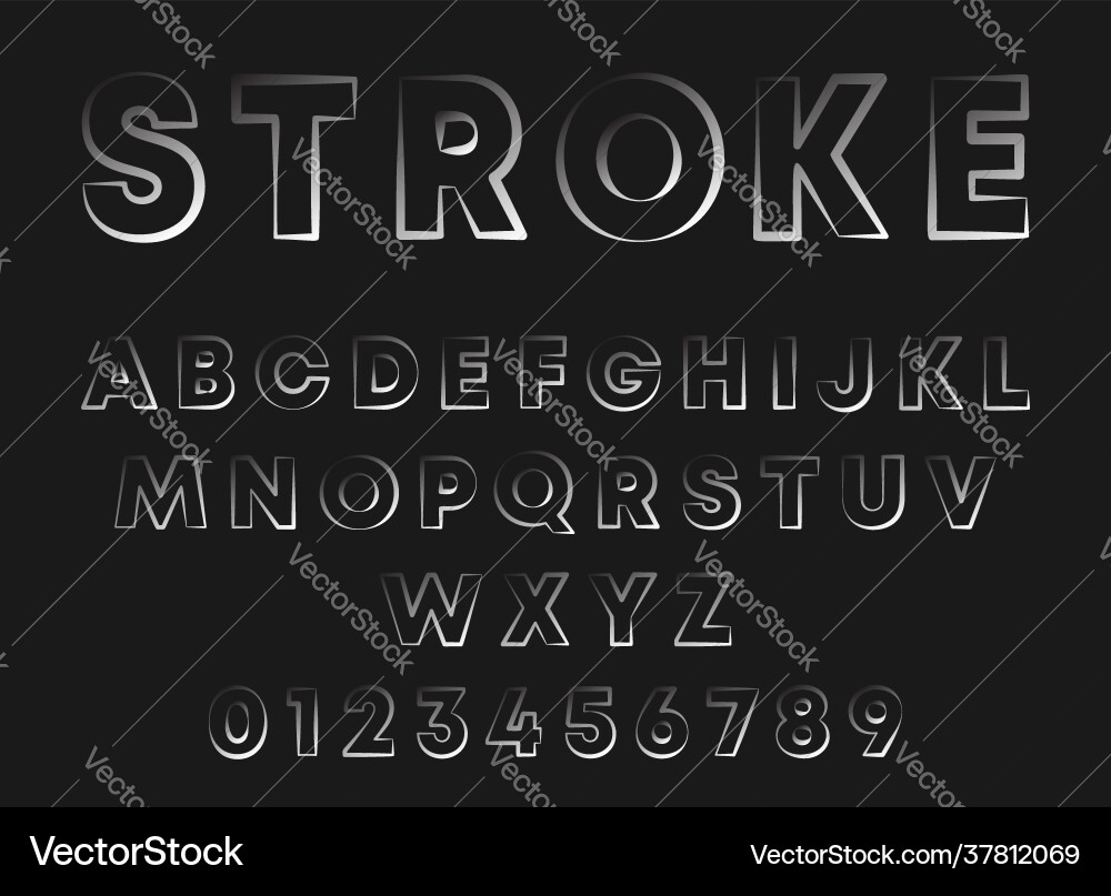 Stroke line design alphabet letters and numbers Stroke line design alphabet letters and numbers vector image