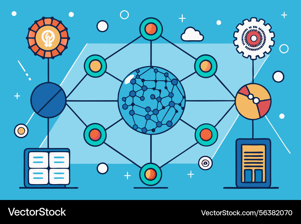 An abstract blockchain technology network An abstract blockchain technology network vector image