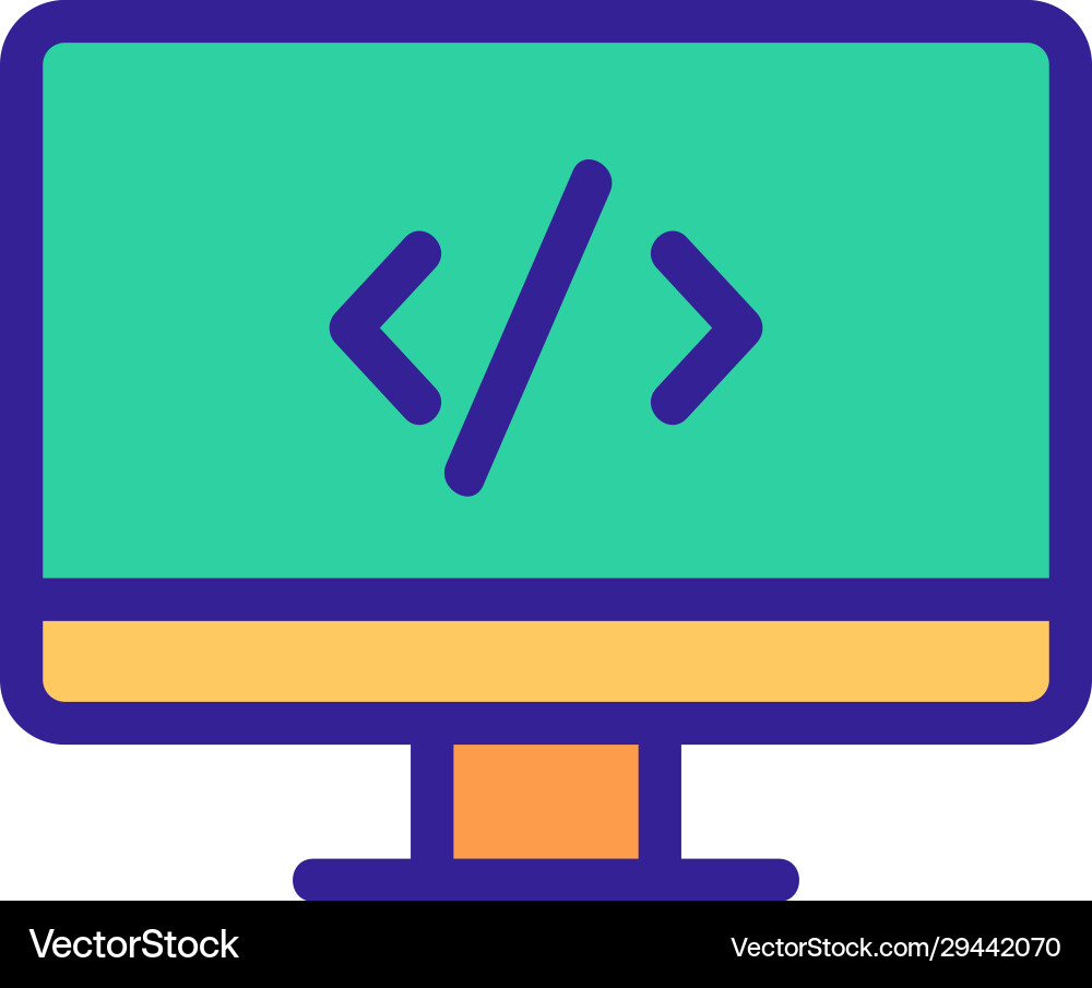 Code programming icon isolated contour Code programming icon isolated contour vector image