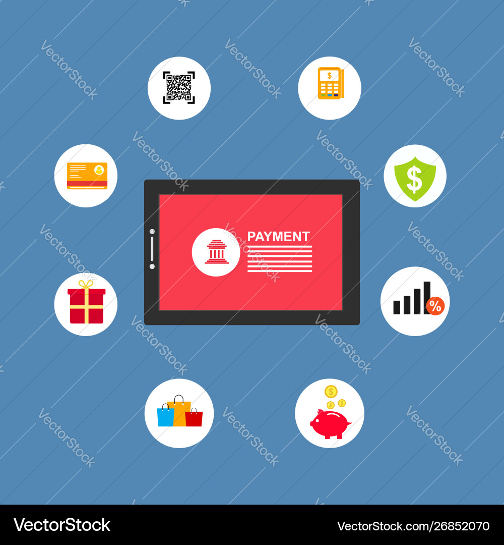 Concept online and mobile payments for web page Concept online and mobile payments for web page vector image