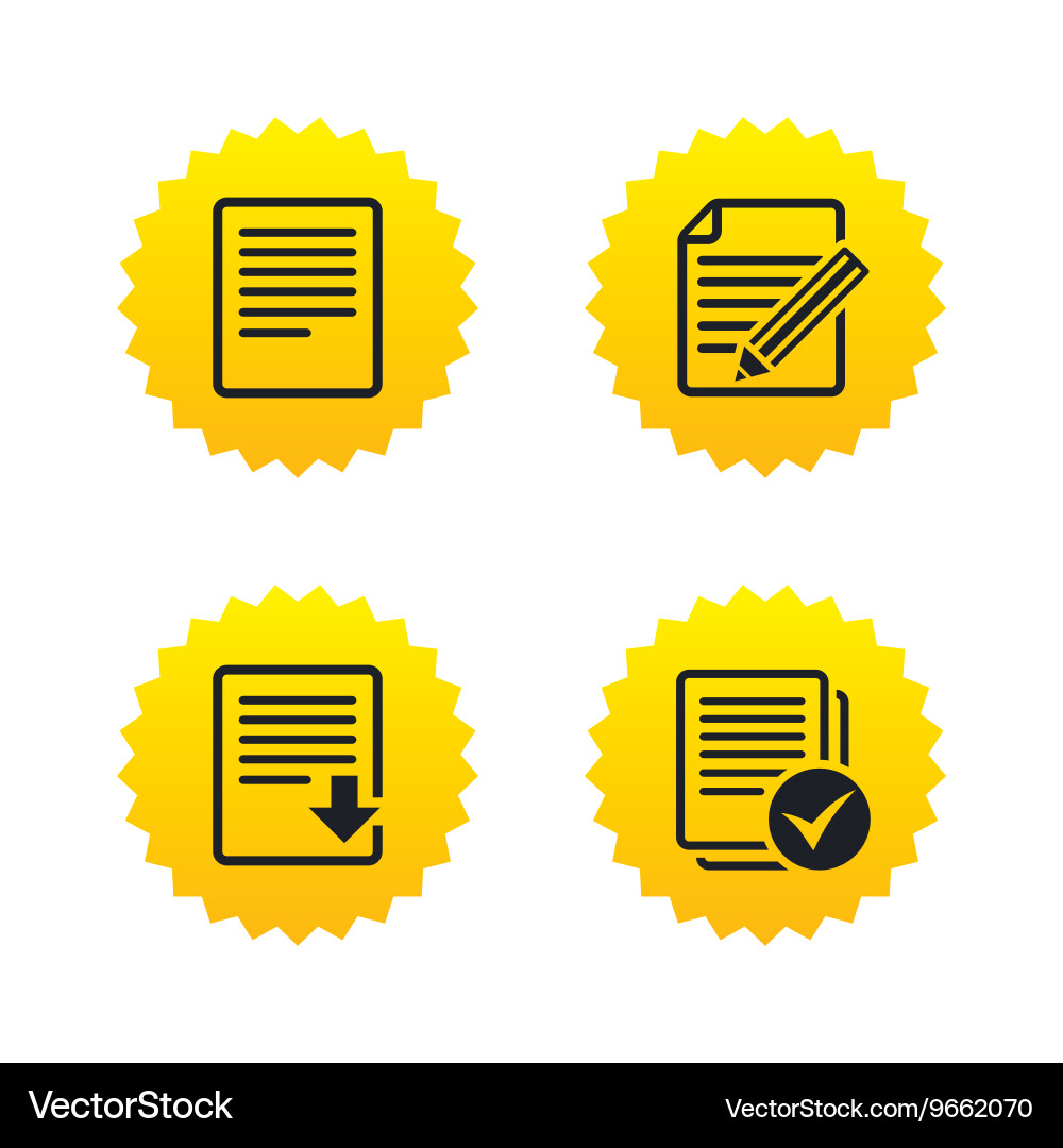 Document icons download file and checkbox Vector Image