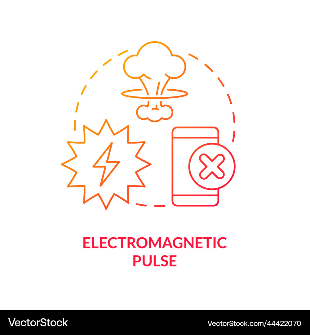 Electromagnetic pulse red gradient concept icon Electromagnetic pulse red gradient concept icon vector image