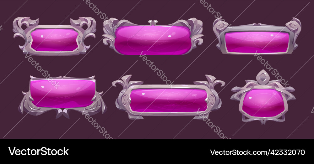Game ui frames pink medieval menu glossy borders Game ui frames pink medieval menu glossy borders Vector Image