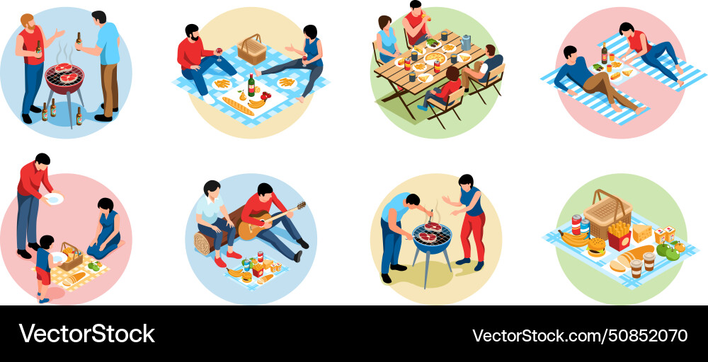 Isometric barbecue set Royalty Free Vector Image