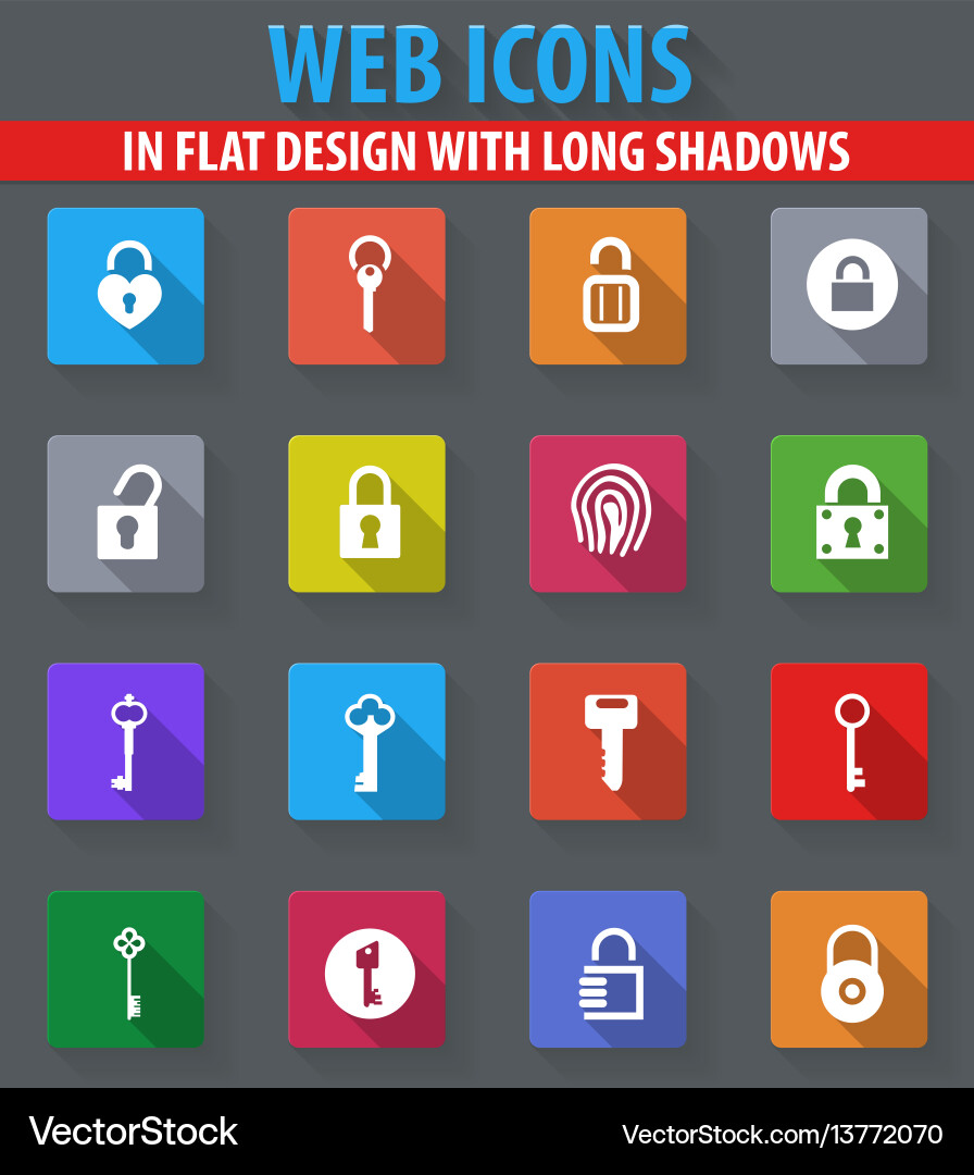 Lock and key icons set Vector Image