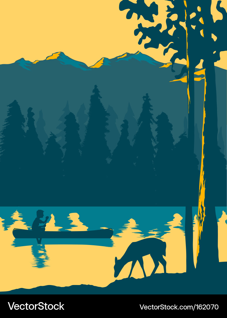 Lone Deer by the Lake vector image