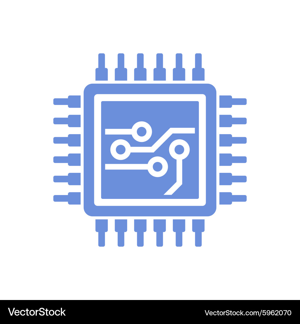 Modern CPU Icon - Digital Chip vector image
