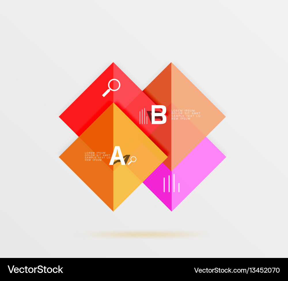 Overlapping square infographics Royalty Free Vector Image