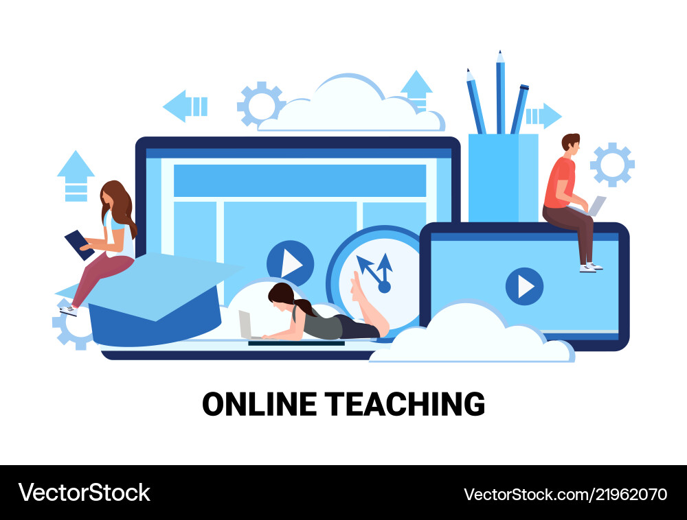 People studying computer application training People studying computer application training vector image
