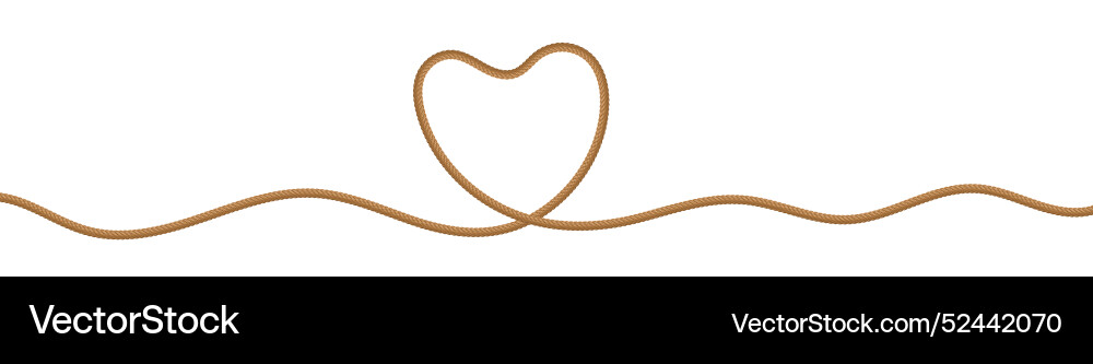 Rope string in heart shape realistic jute cord Rope string in heart shape realistic jute cord vector image