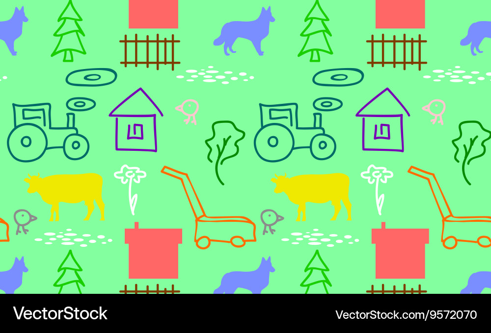 Seamless pattern with a farm vector image