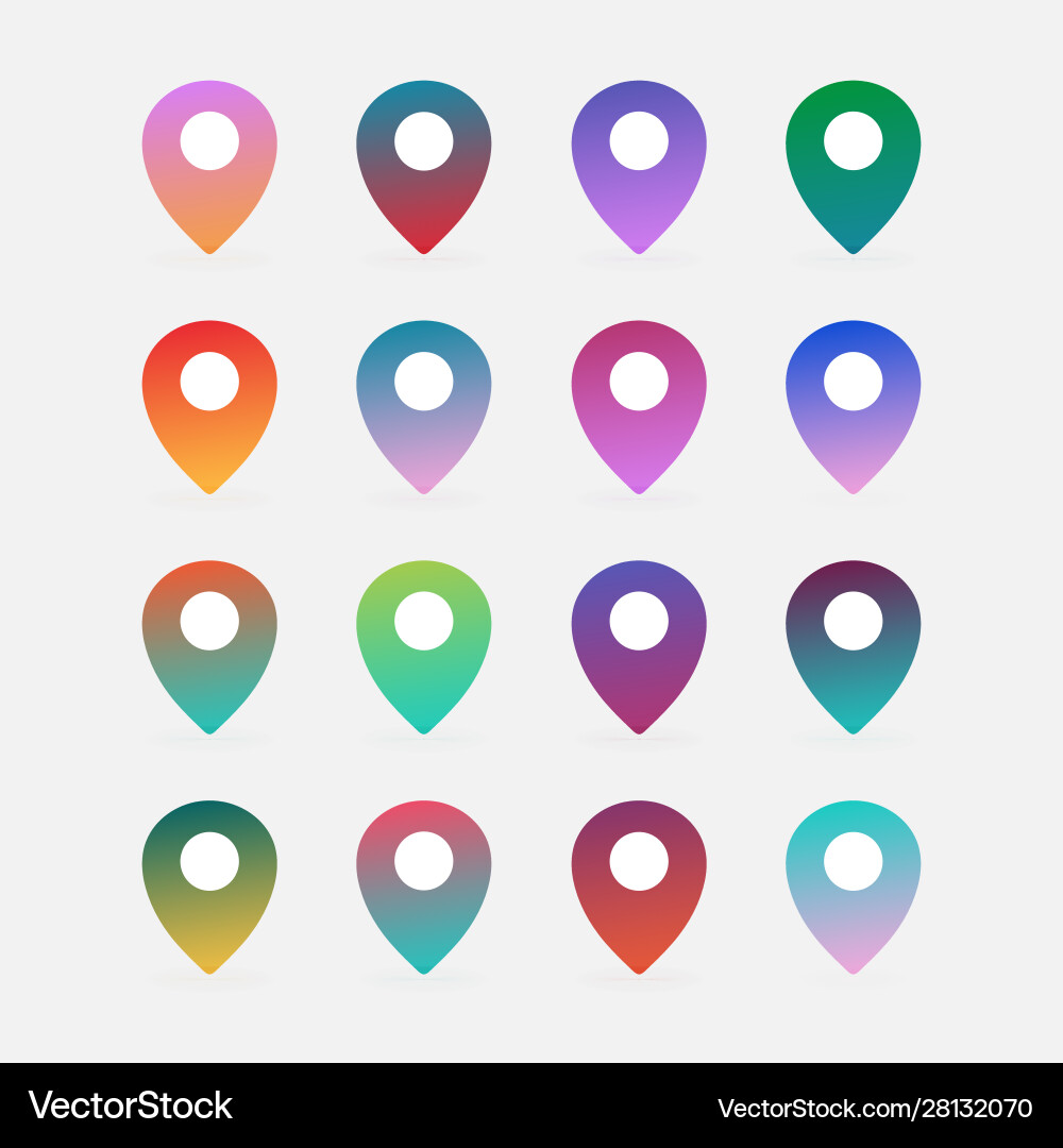Set colorful gradient map pointers Set colorful gradient map pointers vector image
