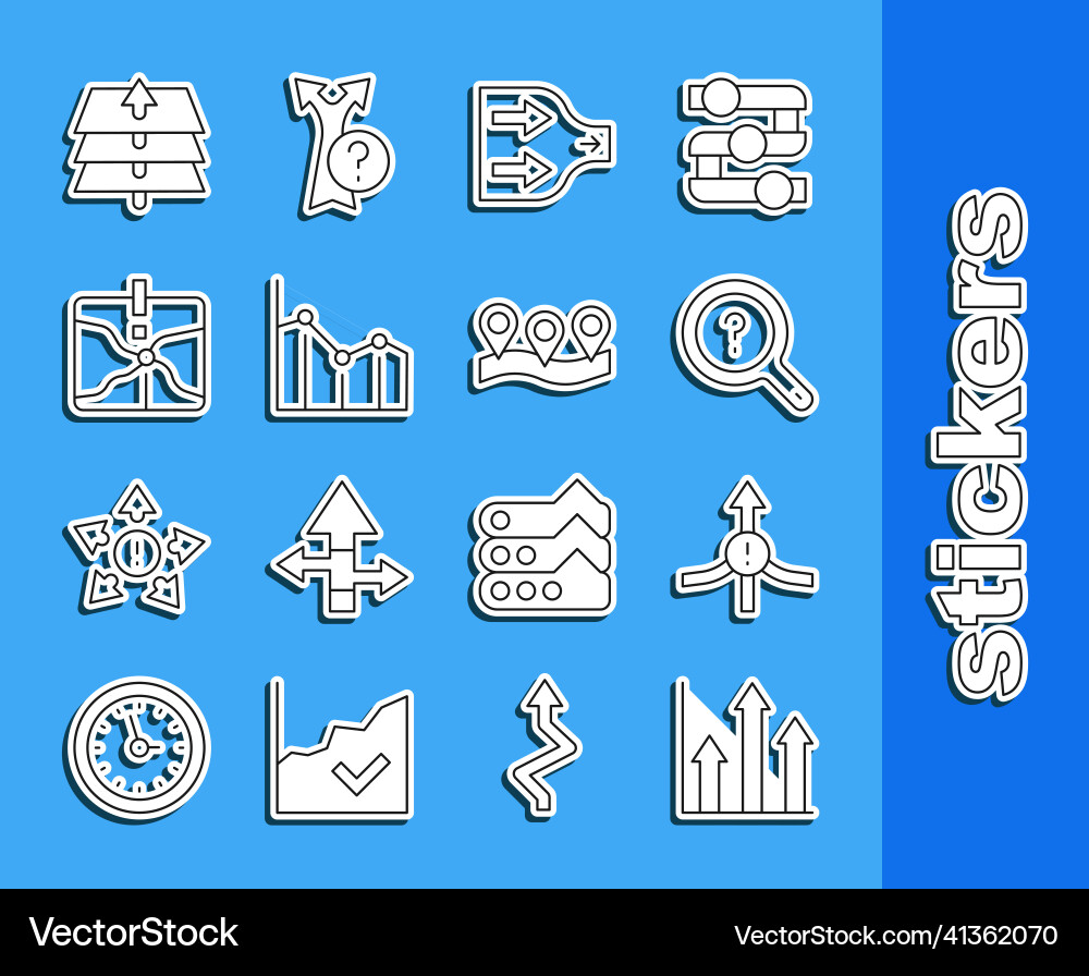 Set line pie chart infographic arrow unknown Set line pie chart infographic arrow unknown vector image