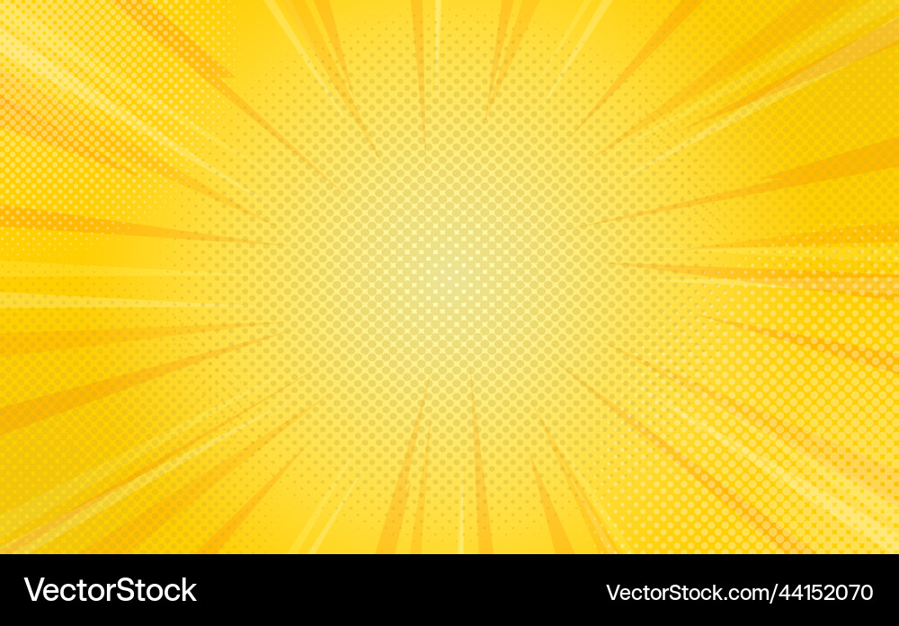 Sunburst pop art yellow comics book halftone Sunburst pop art yellow comics book halftone vector image