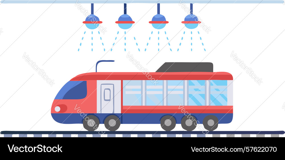 Train with overhead power lines dynamic transit Vector Image