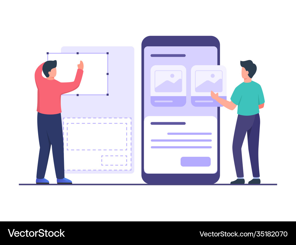 Ui designer create wireframe using tool Ui designer create wireframe using tool vector image