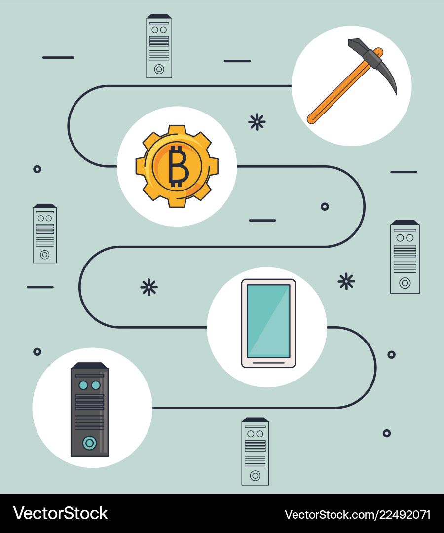 Bitcoin mining technological devices Vector Image