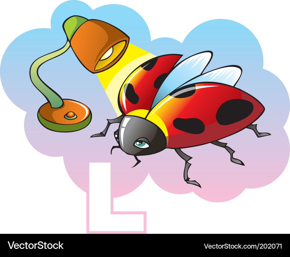 Children's Alphabet Letter L with Ladybug Vector Image